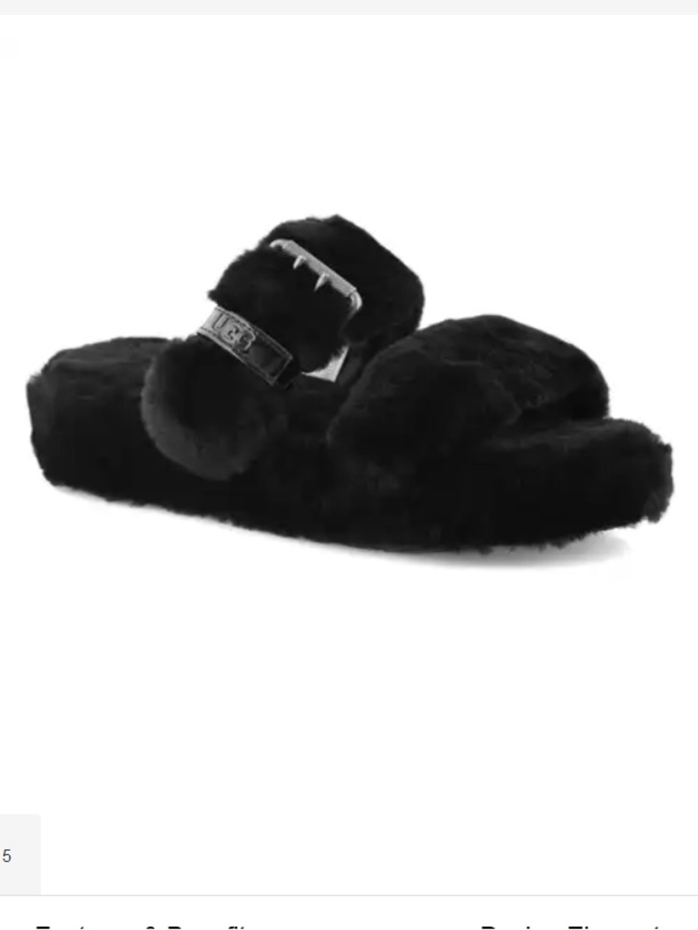 UGG Black Faux-Fur Slide with Buckle Strap